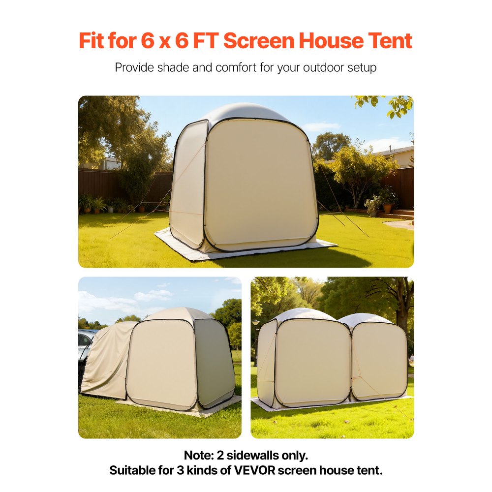VEVOR Sun Shade Sail Canopy Covers, Fit for 6 x 6 ft Screen House Tent, Sun Protection, 5.51 x 5.71 ft 300D Oxford