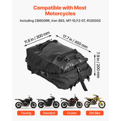 VEVOR Motorcycle Tail Bag, 30 L Motorcycle Rear Seat Bag with Waterproof Rain Cover, Outdoor Sports Motorbike Luggage
