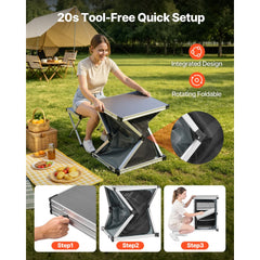 VEVOR Folding Camping Storage Cabinet, Outdoor Portable Aluminum Lightweight Table, Quick Set-up Compact Kitchen Cook