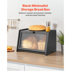 VEVOR Bread Box for Kitchen Counter, Large Capacity Bamboo Bread Storage Container, Farmhouse Wooden Breadbox Organizer