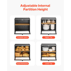 VEVOR Double Layer Bread Box for Kitchen Counter, Large Capacity Bamboo Bread Storage Container, Farmhouse Wooden