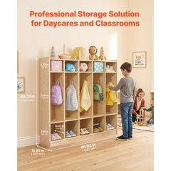 VEVOR Coat Locker, 5-Section Daycare Cubby Coat Rack 48x12x48 inch, Classroom Coat Locker and Backpack Hanger, with 5