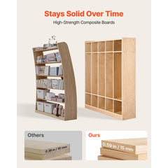 VEVOR Coat Locker, 5-Section Daycare Cubby Coat Rack 48x12x48 inch, Classroom Coat Locker and Backpack Hanger, with 5