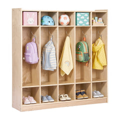 VEVOR Coat Locker, 5-Section Daycare Cubby Coat Rack 48x12x48 inch, Classroom Coat Locker and Backpack Hanger, with 5