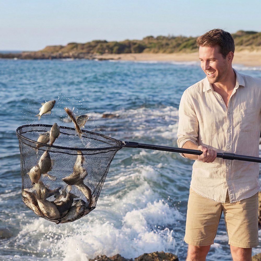 VEVOR Fishing Net, Landing Nets with Telescopic Handle, Portable Lightweight Stronger 6063 Aluminum Fish Gear, Nylon