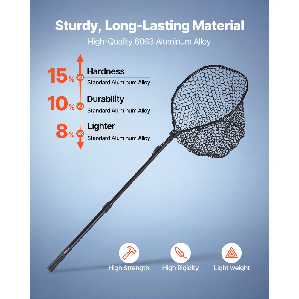 VEVOR Fishing Net, Foldable Landing Nets with Telescopic Handle, Portable Lightweight and Stronger 6063 Aluminum Fish