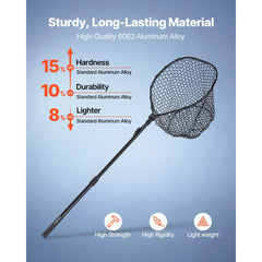 VEVOR Fishing Net, Foldable Landing Nets with Telescopic Handle, Portable Lightweight and Stronger 6063 Aluminum Fish