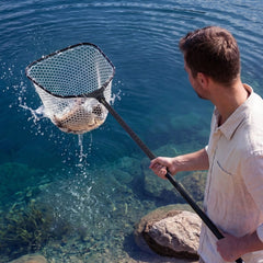 VEVOR Fishing Net, Foldable Landing Nets with Telescopic Handle and Built in Length Scale, Lightweight and Stronger