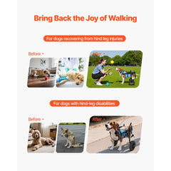 VEVOR Dog Wheelchair for Back Legs, Adjustable 2 Wheels Pet Wheelchair, Lightweight Dog Cart with Shock-Absorbing