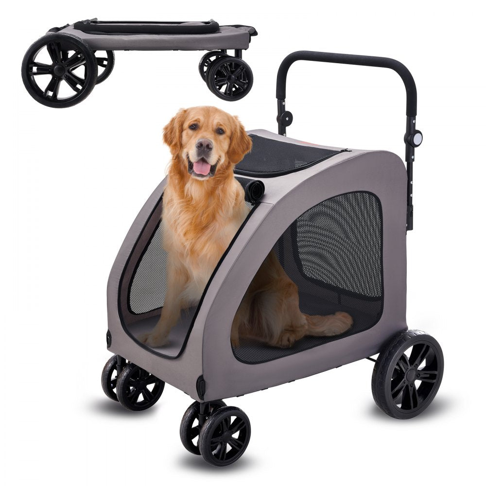 VEVOR Pet Stroller, 4 Wheels Dog Stroller with Brakes, 160lbs Weight Capacity, Portable Puppy Stroller Carrier with