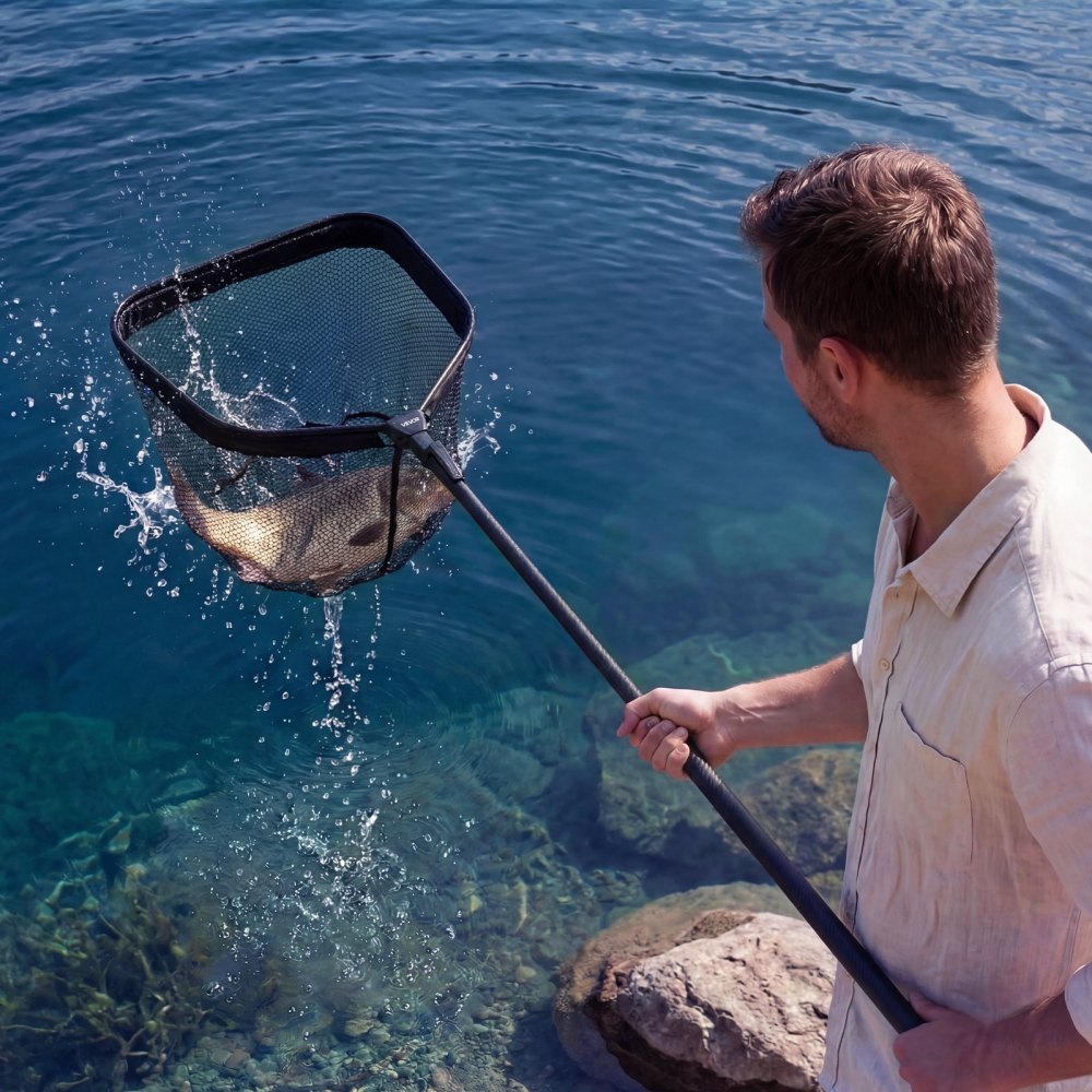 VEVOR Fishing Net, Foldable Landing Nets with Telescopic Handle, Portable Lightweight Carbon Fiber Long Fish Gear