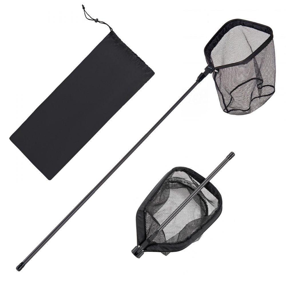 VEVOR Fishing Net, Foldable Landing Nets with Telescopic Handle, Portable Lightweight Carbon Fiber Long Fish Gear