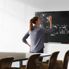 VEVOR Magnetic Glass Whiteboard, Dry Erase Board 36"x24", Wall-Mounted Large White Glassboard Frameless, with Marker