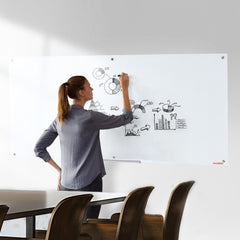 VEVOR Magnetic Glass Whiteboard, Dry Erase Board 72"x36", Wall-Mounted Large White Glassboard Frameless, with Marker