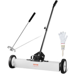 VEVOR 24-Inch Magnetic Sweeper with Wheels, 50 lbs Capacity, with Telescoping Magnetic Pickup Tool, Adjustable Handle