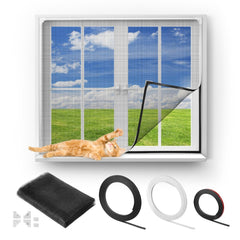 VEVOR Magnetic Window Screen, 58.27 x 39.17 inch PVC and Fiberglass Mesh, White Frames with Black Magnetic Strip and