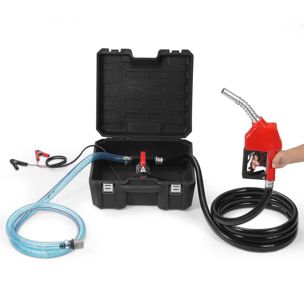 VEVOR Fuel Transfer Pump 12V 10 GPM 1/4HP Diesel Pump with Auto Fuel Nozzle, for Kerosene Transformer Oil, 30 ft Max