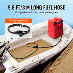 VEVOR Marine Tank, 6.34-Gallon/24-L Marine Portable Tank Outboard Marine Boat Transfer Tank with 9.8ft Hose, Gauge for