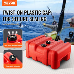 VEVOR Portable Fuel Tank, 12 Gallon/55L, Plastic Outboard Marine Tank with Hose, Easy to Carry for Yacht, Fishing, Deck