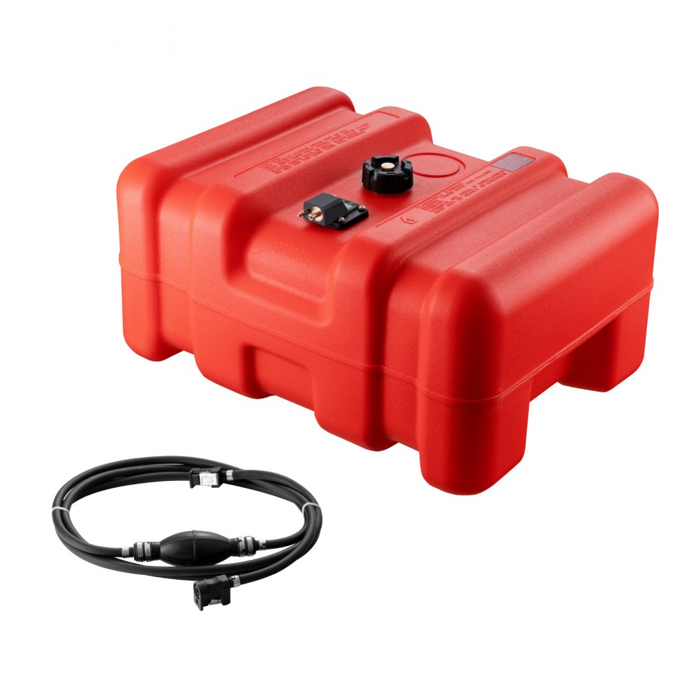 VEVOR Portable Fuel Tank, 12 Gallon/55L, Plastic Outboard Marine Tank with Hose, Easy to Carry for Yacht, Fishing, Deck