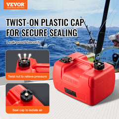 VEVOR Boat Fuel Tank, 3.17-Gallon/12-L Marine Outboard Transfer Tank, Transfer Tank with 9.8ft Hose, Gauge for Outboard