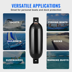 VEVOR Boat Fenders, 5.5" x 20" Boat Bumpers for Docking, Inflatable Ribbed Fender with Center Holes, Marine Boat Dock