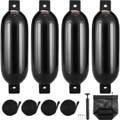 VEVOR Boat Fenders, 5.5" x 20" Boat Bumpers for Docking, Inflatable Ribbed Fender with Center Holes, Marine Boat Dock