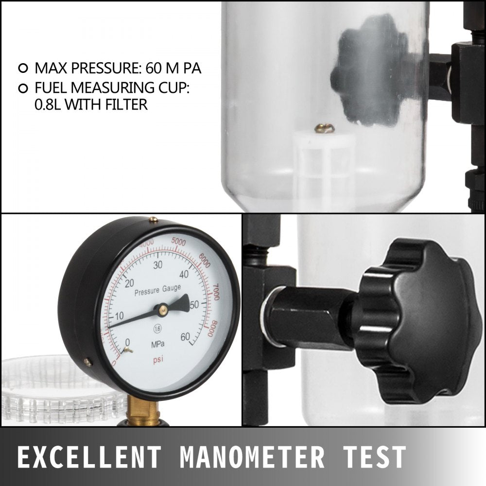 Vevor Diesel Injector Tester with Dual Scale Gauge, 400Bar/6000PSI, for Accurate Pressure Adjustment & Nozzle
