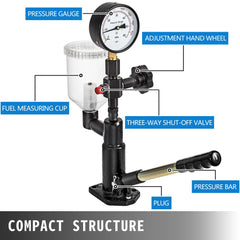 Vevor Diesel Injector Tester with Dual Scale Gauge, 400Bar/6000PSI, for Accurate Pressure Adjustment & Nozzle