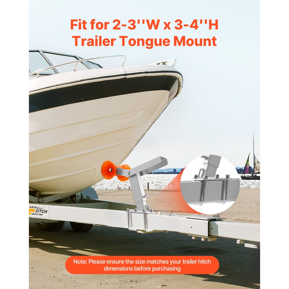 VEVOR Boat Trailer Winch Stand with Roller, Adjustable Height 14.3-21.6 Inches, Boat Winch Mount with U-Bolts for 2-3