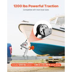 VEVOR Boat Trailer Winch Stand with Roller, 1200 lbs Winch & 2 in x 25 ft Winch Strap, Boat Winch Mount with U-Bolt for