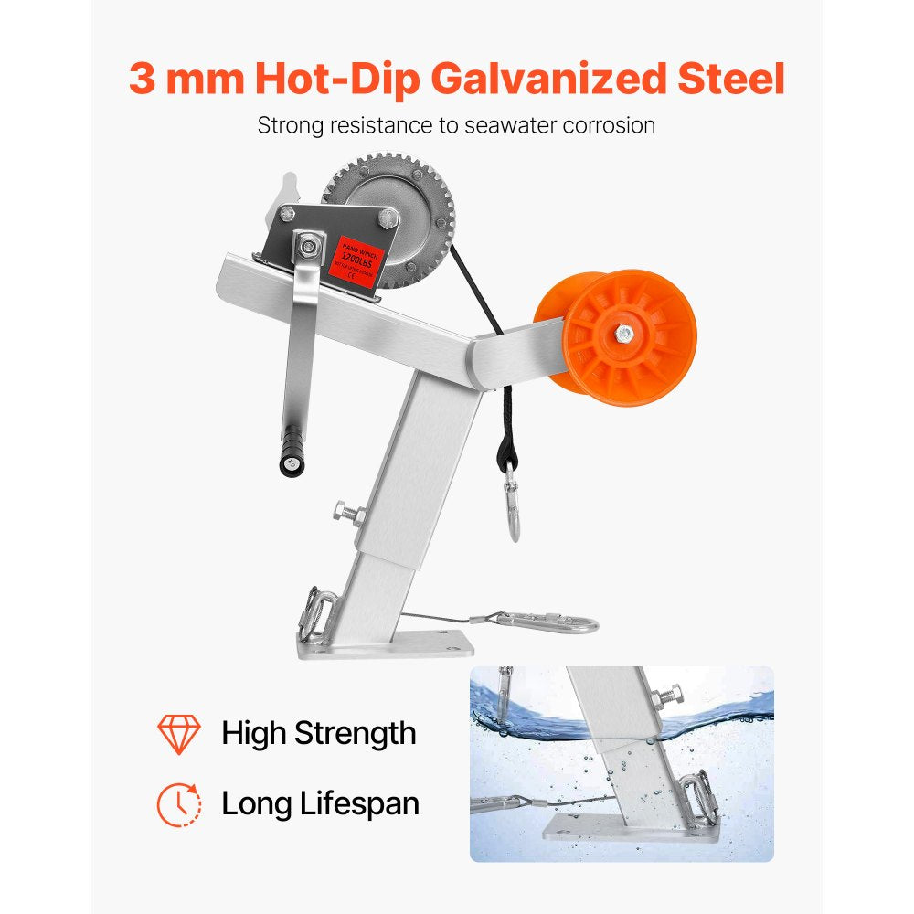 VEVOR Boat Trailer Winch Stand with Roller, 1200 lbs Winch & 2 in x 25 ft Winch Strap, Boat Winch Mount with U-Bolt for