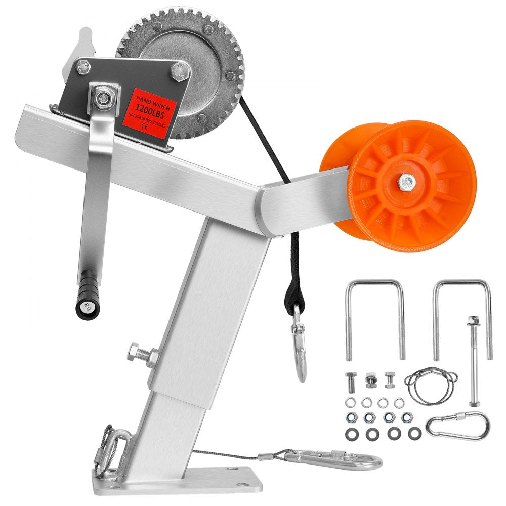 VEVOR Boat Trailer Winch Stand with Roller, 1200 lbs Winch & 2 in x 25 ft Winch Strap, Boat Winch Mount with U-Bolt for