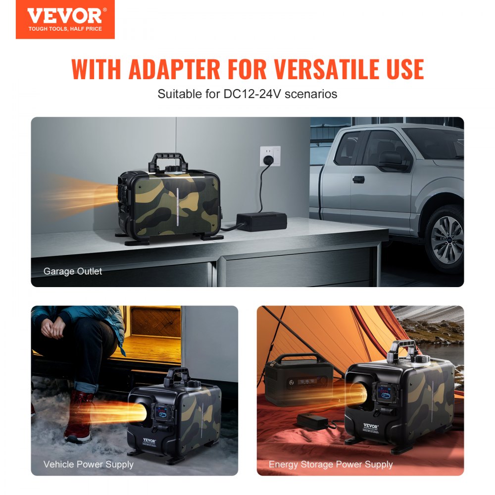 VEVOR 8KW Diesel Heater, 12V/24V All in One Diesel Air Heater, Bluetooth APP Control, Remote Control and Display