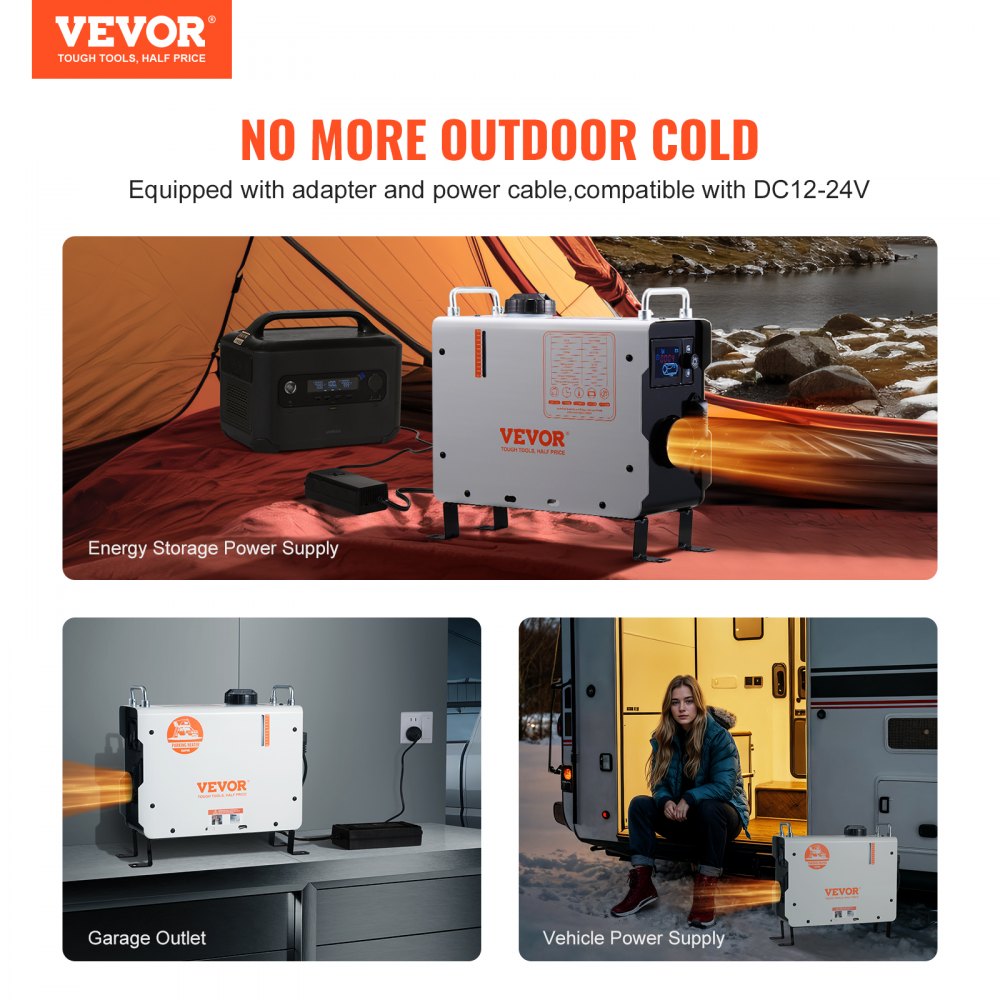 VEVOR 2KW Diesel Heater, 12V/24V All in One Diesel Air Heater, with Bluetooth APP Control, Remote Control and Display