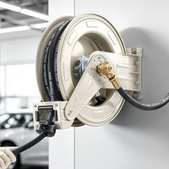 VEVOR Oil Hose Reel, 1/2 inch x 50 ft Retractable, Spring Driven Auto Swivel Rewind, Max 3625 PSI, Heavy-Duty Carbon
