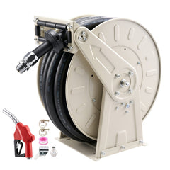 VEVOR Fuel Hose Reel, 1 inch x 50 ft Retractable, Spring Driven Auto Swivel Rewind, 300 PSI, Heavy-Duty Carbon Steel
