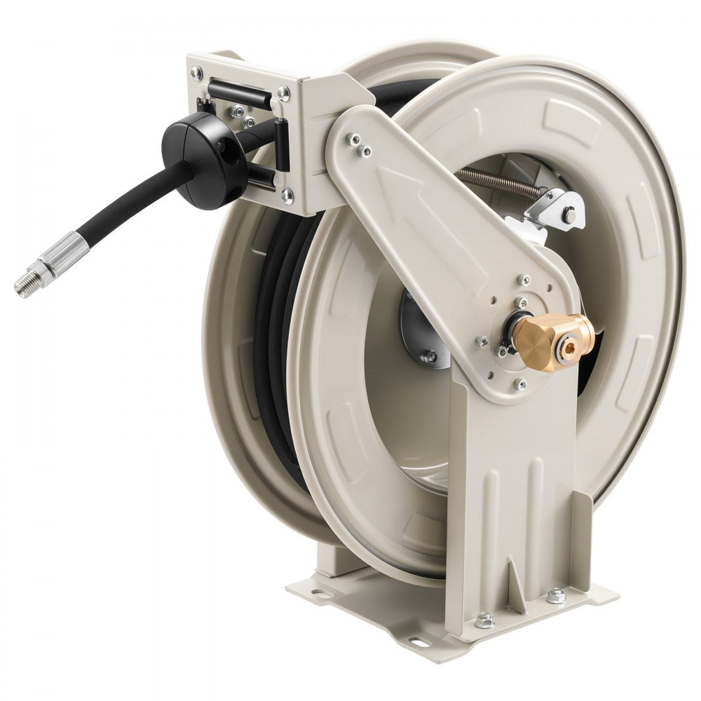 VEVOR Grease Hose Reel, 1/4 in x 50 ft Retractable, Spring Driven Auto Swivel Rewind, Max 10152 PSI, Heavy-Duty Carbon