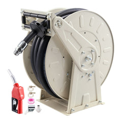 VEVOR Fuel Hose Reel, 3/4 inch x 66 ft Retractable, Spring Driven Auto Swivel Rewind, 300 PSI, Heavy-Duty Carbon Steel