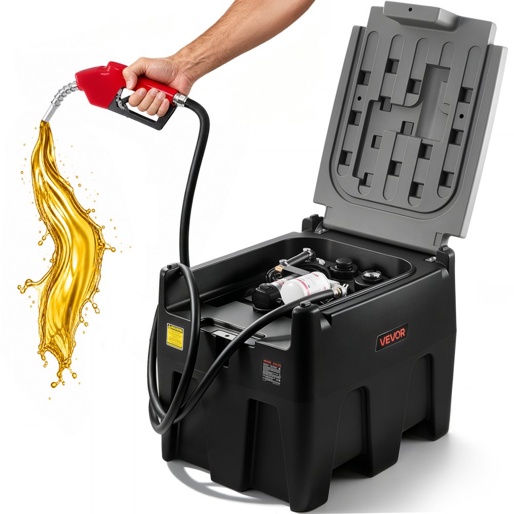 VEVOR Portable Diesel Tank, 58 Gallon Capacity & 10 GPM Flow Rate, Fuel Tank with 12V Electric Transfer Pump and 13.1ft
