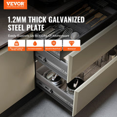 VEVOR 6 Pairs of 22 Inch Drawer Slides Side Mount Rails, Heavy Duty Full Extension Steel Track, Soft-Close Noiseless