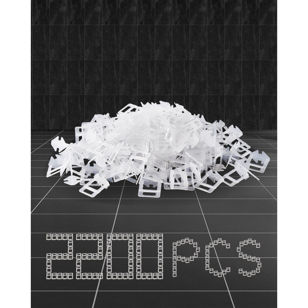 VEVOR Tile Leveling System Clips, 2200-Piece DIY Tile Leveler Spacers, 1/16"(1.5 mm) Tile Leveler Clips, Tile Leveling