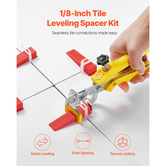 VEVOR Tile Leveling System, 1/8 Inch(3 mm) with 1pc Tile Plier, 700 PCS DIY Tile Leveler Spacers Clips and 200 PCS