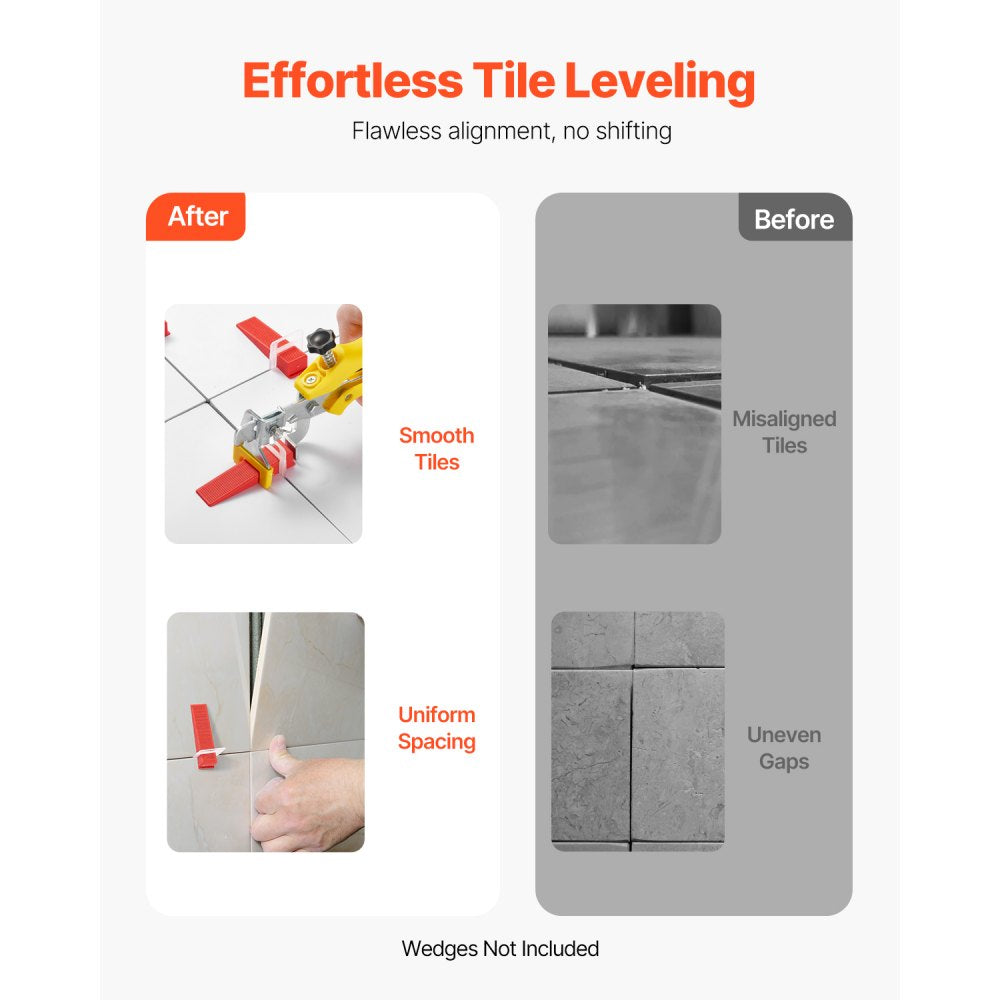 VEVOR Tile Leveling System, 1/8 Inch(3 mm) with 1pc Tile Plier, 700 PCS DIY Tile Leveler Spacers Clips and 200 PCS