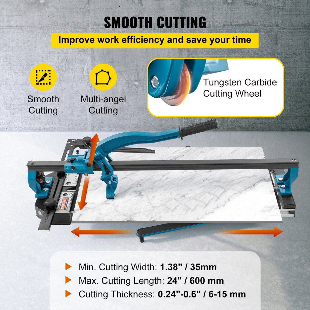 VEVOR Manual Tile Cutter, 24 inch, Porcelain Ceramic Tile Cutter with Tungsten Carbide Cutting Wheel, Infrared