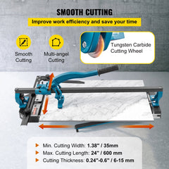 VEVOR Manual Tile Cutter, 24 inch, Porcelain Ceramic Tile Cutter with Tungsten Carbide Cutting Wheel, Infrared