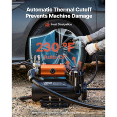 VEVOR 12V Air Compressor 0.5HP 2.72 SCFM Portable Tire Inflator Max 210PSI, Heavy Duty Offroad Air Pump with