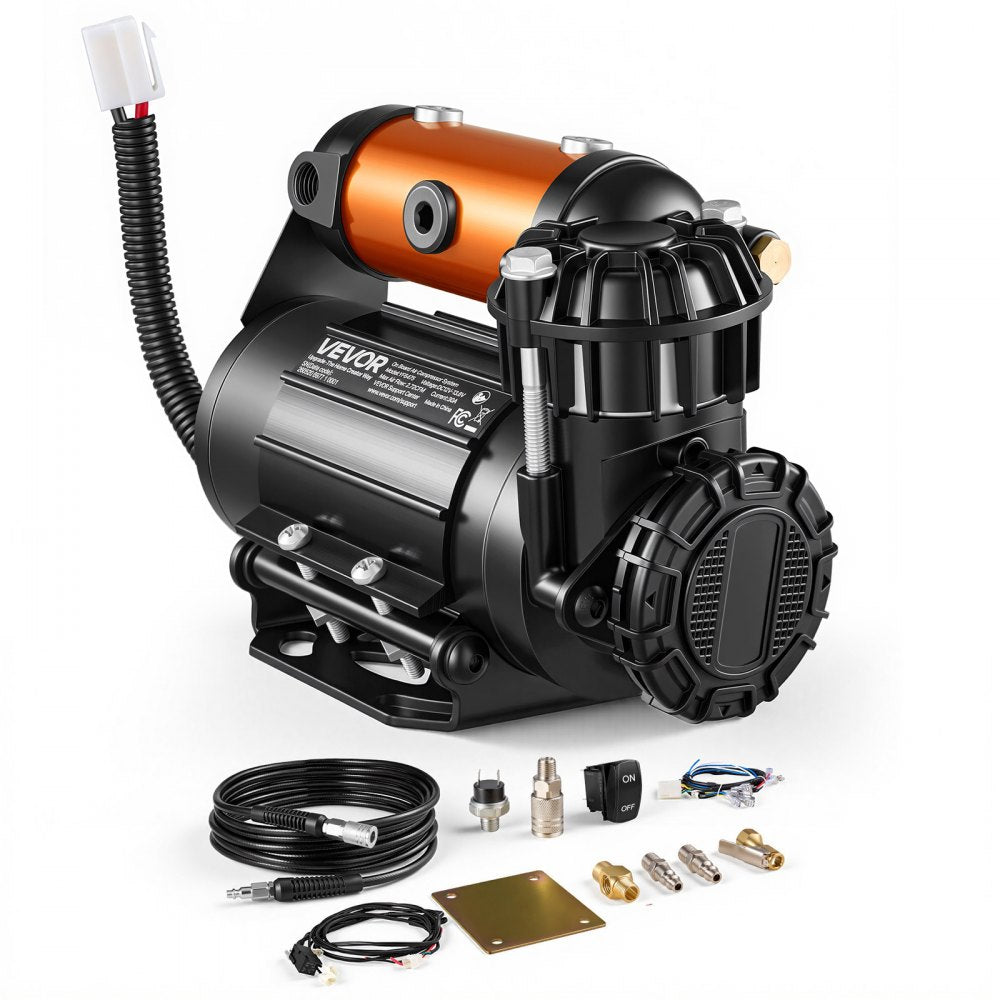 VEVOR 12V Air Compressor 0.5HP 2.72 SCFM Portable Tire Inflator Max 210PSI, Heavy Duty Offroad Air Pump with