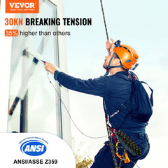 VEVOR Vertical Lifeline Assembly, 0.55'' x 25' Fall Protection Rope with 30 KN Breaking Tension, Polyester Roofing Rope
