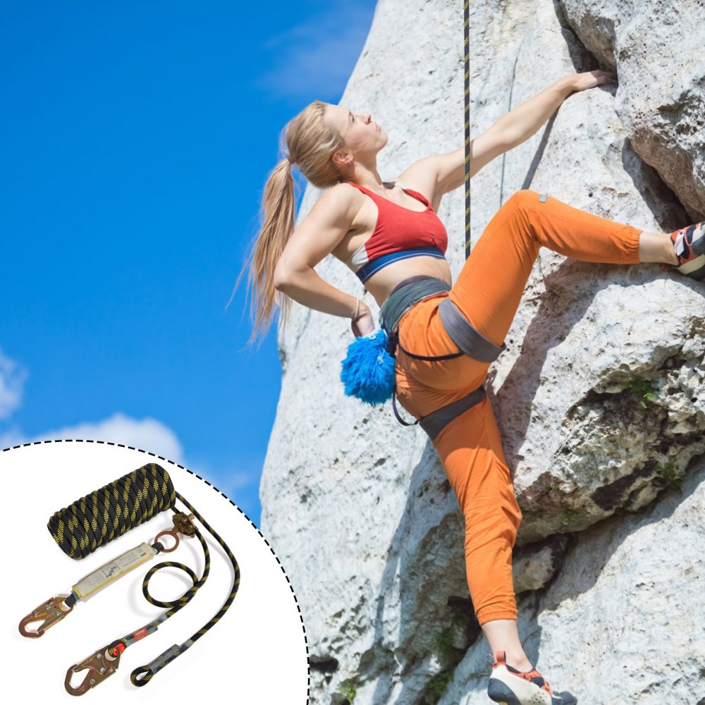 VEVOR Vertical Lifeline Assembly, 0.55'' x 25' Fall Protection Rope with 30 KN Breaking Tension, Polyester Roofing Rope